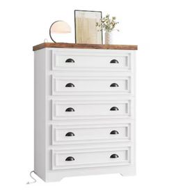 Likimio White 5 Drawer Dresser w/ Outlet - 703 (We Have 4 Available - Price is Per)