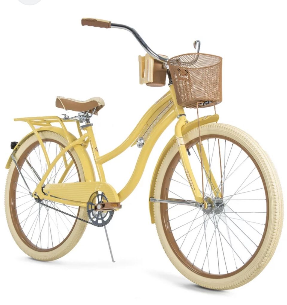  Huffy, Nel Lusso Classic Cruiser Bike with Perfect Fit Frame, Women's, Yellow, 26"