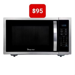Magic Chef 1.6 Cu. Ft. Countertop Microwave in Stainless Steel with Gray Cavity.  Each 