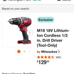 Milwaukee Drill ONLY w/ 3.0 Battery And Charger