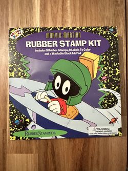 Marvin The Martian Rubber Stampede Stamp Kit Looney Tunes Set Vintage 