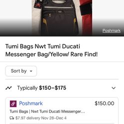 Tumi Bags Nwt Tumi Ducati Messenger Bag/Yellow/ Rare Find!