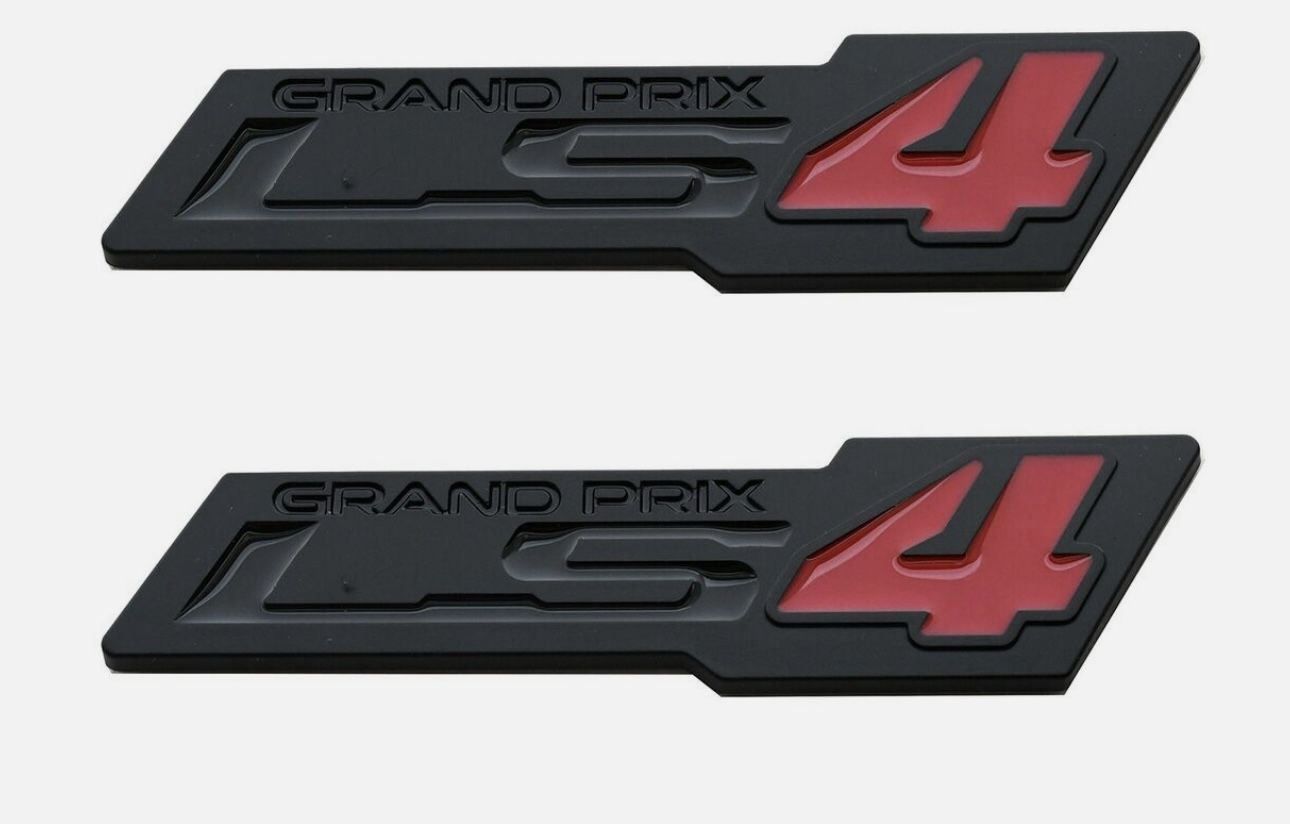2pcs LS4 GRAND PRIX Fender Emblem Badge for ZR1 Silverado Black Red