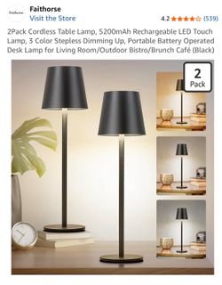 Cordless table lamps 2 pk