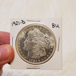 1921-D Morgan Dollar. BU Condition With Beautiful Luster