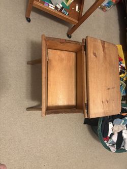 Vintage Wooden Child's Lift-Top School Desk