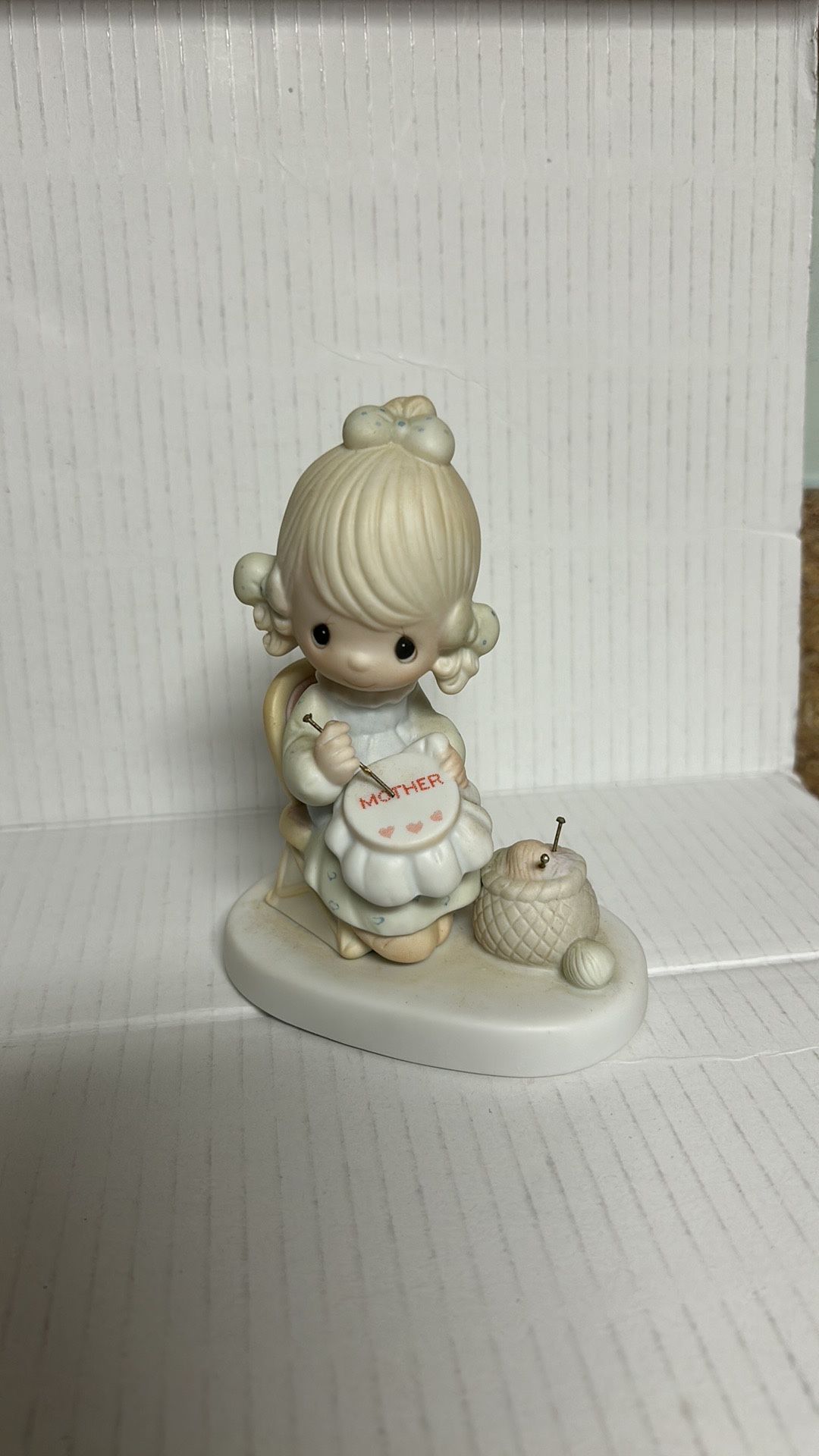 Enesco Precious Moments 1979 "Mother Sew Dear" Figurine With Original Box E-3106