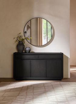 New Modern Burnished Black Sideboard Buffet | Soft-Close Drawers & Doors | Dining Entryway Console