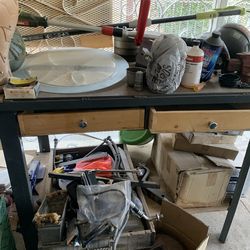 Four Drawers Wooden And Metal frame work shop table