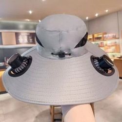 New Solar & USB Powered Fan Outdoor Hat With Dual Fan