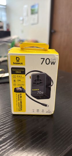 Baseus EnerCore CG11 70W GaN Universal Travel Adapter with Retractable Cable
