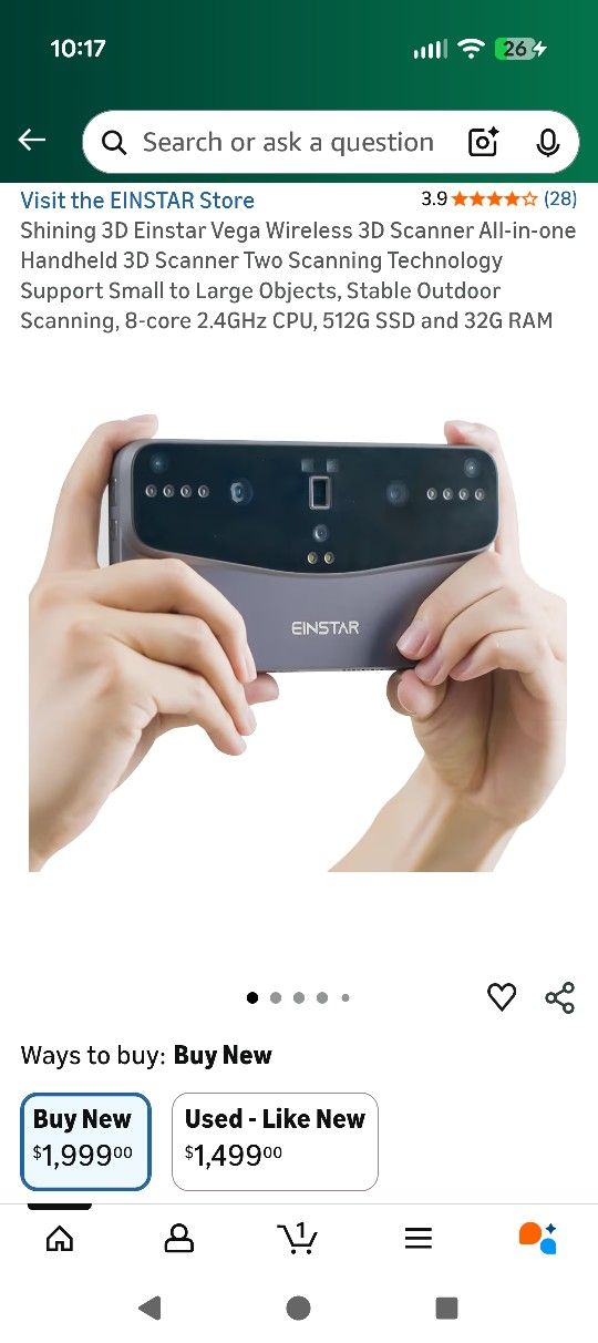 Einstar Vega Wireless 3D Scanner 