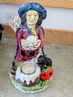 Vintage 1993 Halloween Witch & Skull Tea Light Holder ($30.00)