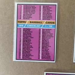 TOPPS Baseball 1976 checklist set, 5 Cards. #’s 119-262-392-526-643