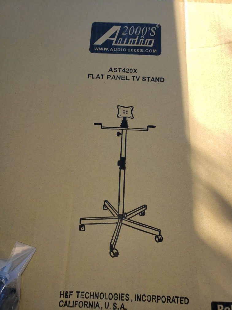 New Audio2000'S AST420X Mobile Heavy-duty Flat Panel/TV/LED/LDC/TVs Monitor Stand W/ 5 Wheels for Movability and a Universal Tilt Mount & Hardware Com