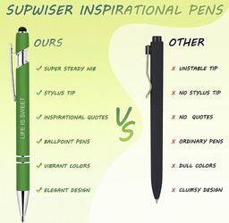 PHUSBLAY 12 Pieces Fun Demotivational Pens, Screen Touch Function Stylus,  Metal Funny Ballpoint Pens Inspirational Gifts for Women Men, 6 Colors