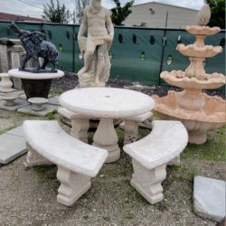 Concrete Table with 3 Benches/ Outdoor Patio Furniture