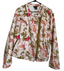 Lane Bryant Blazer Jacket Size 26 Floral Coquette Girl Cottage Fall Winter Retro