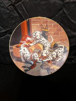 1993 Hamilton Collection Where Is The Fire? Dalmatian Puppy Plate By Artist Jim Lamb