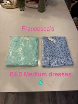 2 Francesca's Collections Mint & Blue Floral Midi Dresses - Medium smoke free