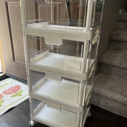  Clear Storage Bins with Lids - 4 Tier Plastic Bins with Wheels