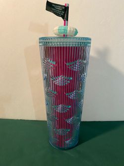 Starbucks New Pink & Teal Cup w/Straw