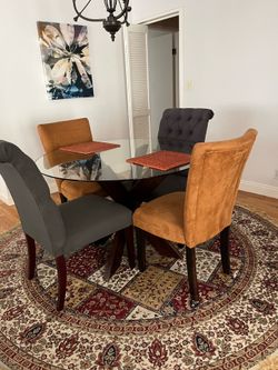 Glass dining table with 4 chairs