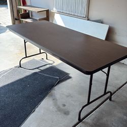 6’ Long Folding Wood-Look Banquet Table