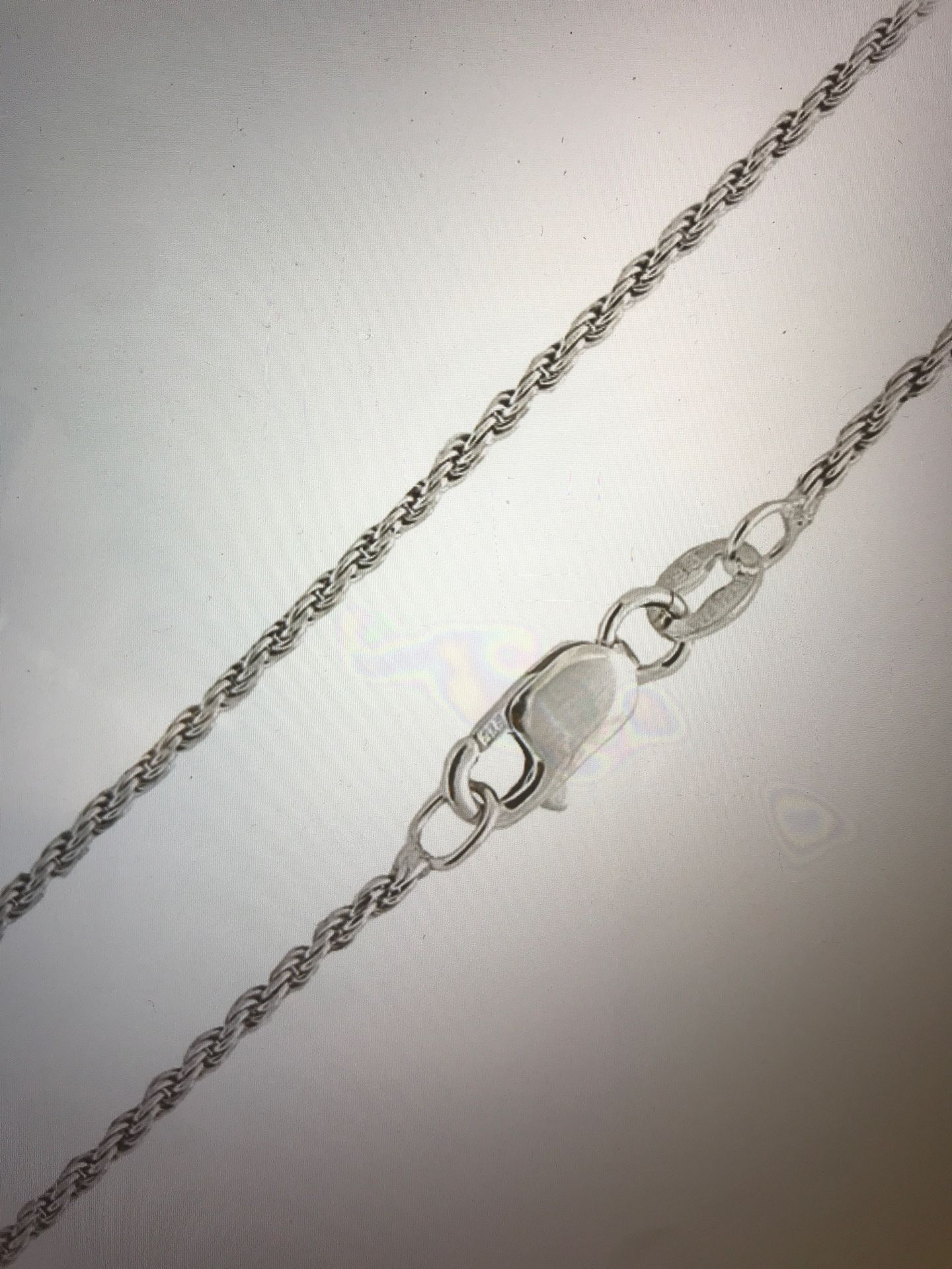 925 silver rhodium rope chain 1.0mm