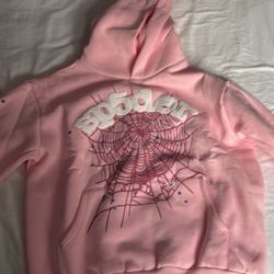 pink sp5der hoodie gently used (took good care of it)