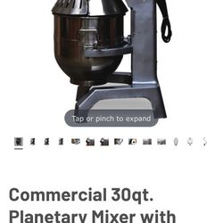 Commercial 30qt.
Planetary Mixer with
Safety Guard,
1.5HP(1200W), 3 Speed,
115V/60Hz/1Ph