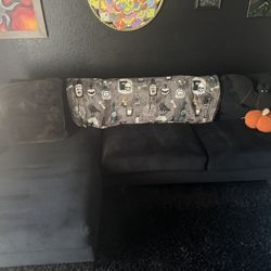 Black Velvet Sectional Coch Sofa