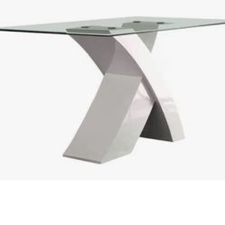 Glass Table With White Contemporary Base