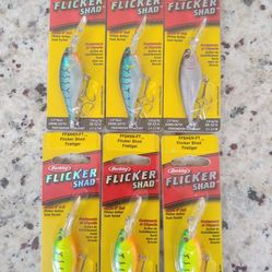 6 Packs Berkley Flicker Shad Crankbaits - 1/4 oz - Fishing Lures