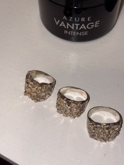 Real silver nugget rings