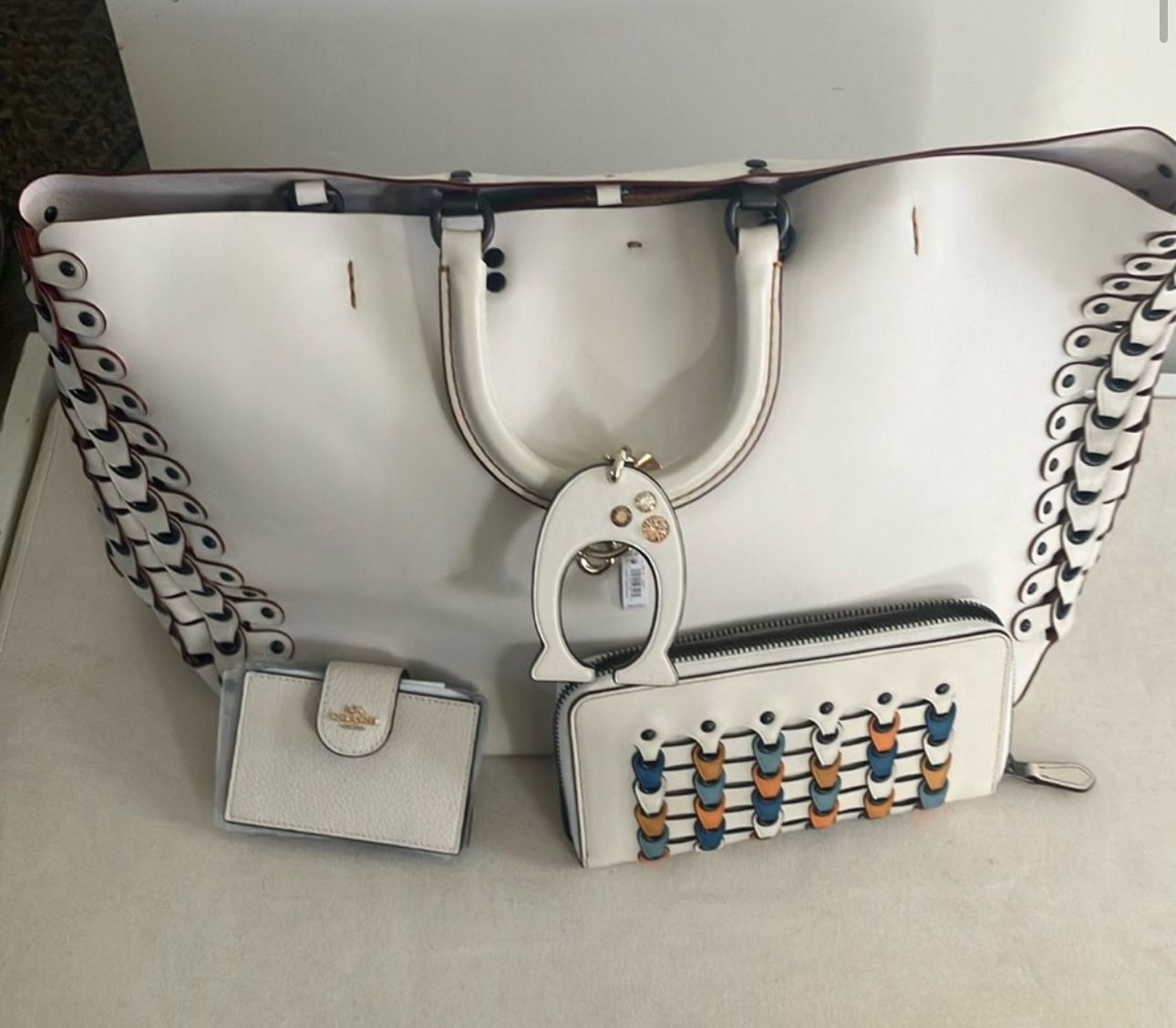 NWT! Coach Leather XL Riveted Tote 3 Set