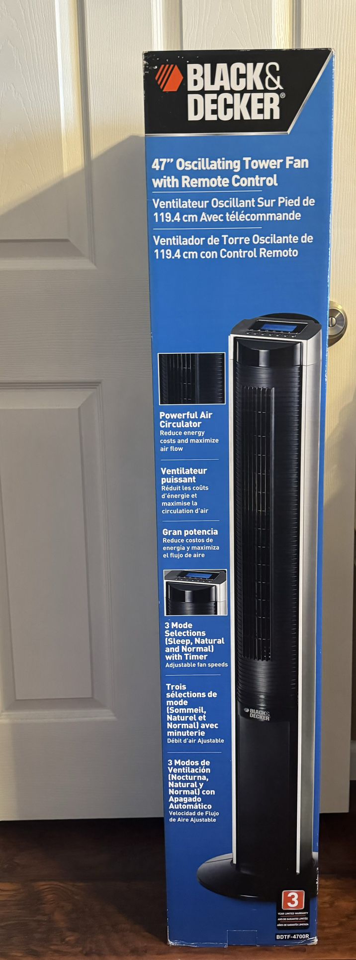 47" Oscillating Tower Fan with Remote Control