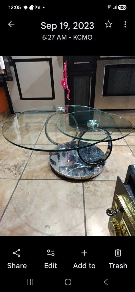 Plata Import 17 H x 31.5-in dia Polished Chrome Modern Coffee Table w/ 2 Clear Glass Tops