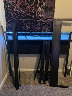 Full size bed frame and black dresser