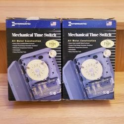 Bundle of 2x Intermatic T101 24-Hour Mechanical Time Switches w/ Metal Cases