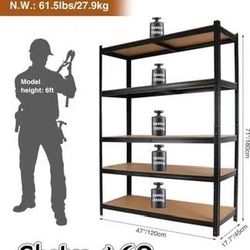 π 5-Tier 47"Wx17.7"Dx71" H Large Adjustable Shelving Unit, Wider Metal Garage Storage Shelves with Support Beams, Heavy Duty Storage Utility Rack for