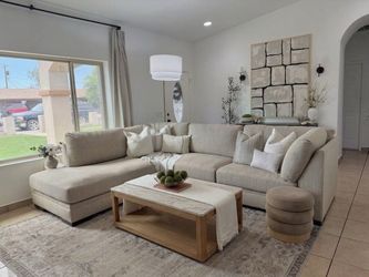 Large beige sectional sofa