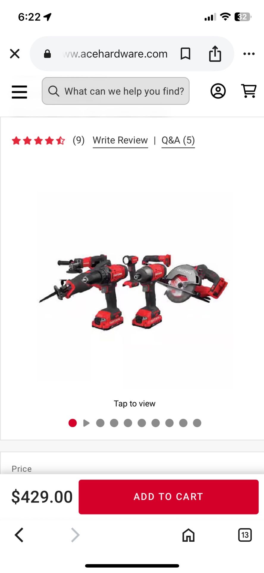 20v Lithium Ion 8 Piece Craftsman Tools Set