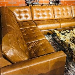 Genuine Leather Modern New Oversized So Comfy Sofa/Couch Sectional With Chaise 🔥Showroom Available 👍Financing Options 👌