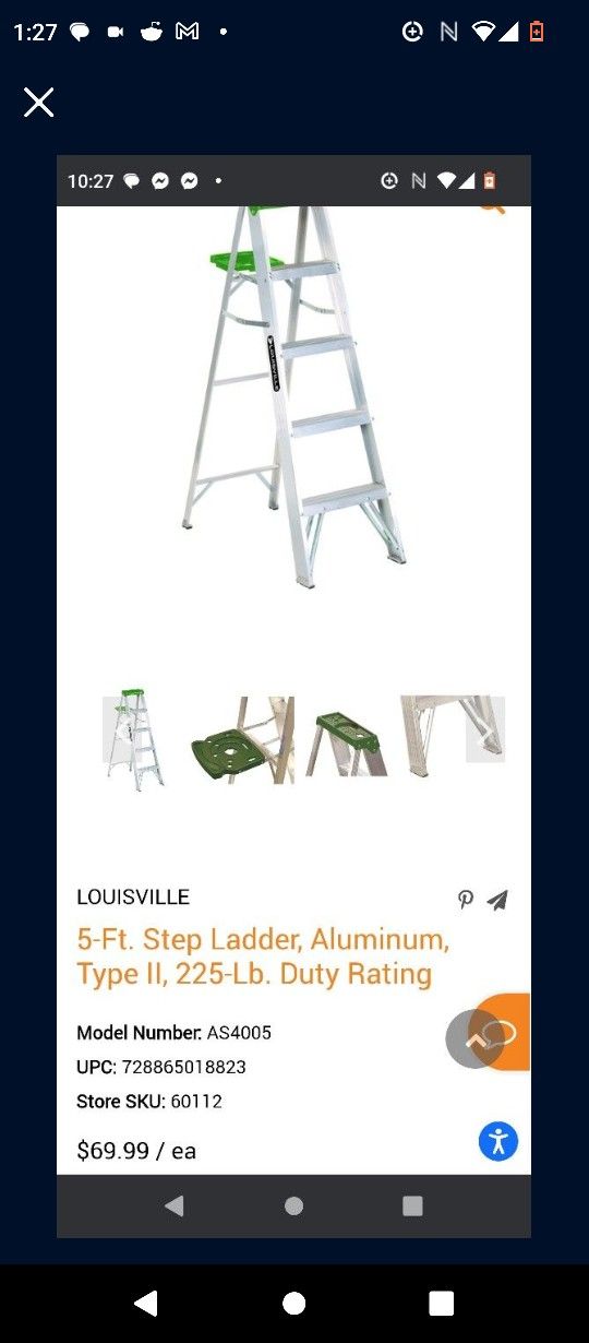 Aluminum 5 Foot Ladder