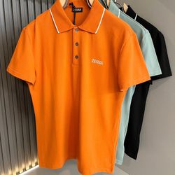 Zegna Orange Polo Shirt New 