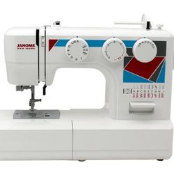 Janome MOD-19 Easy-to-Use Sewing Machine with 19 Stitches, Automatic Needle Threader and 5-Piece Feed Dogs,white