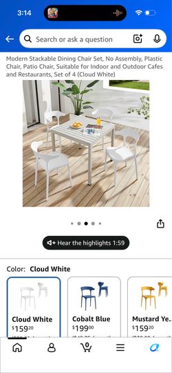 Modern Stackable Dining Chair Set – 4 Piece Set