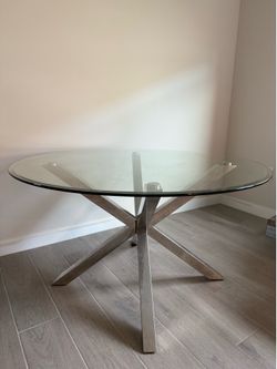 54” Round Glass Dining Table – Seats Up to 6