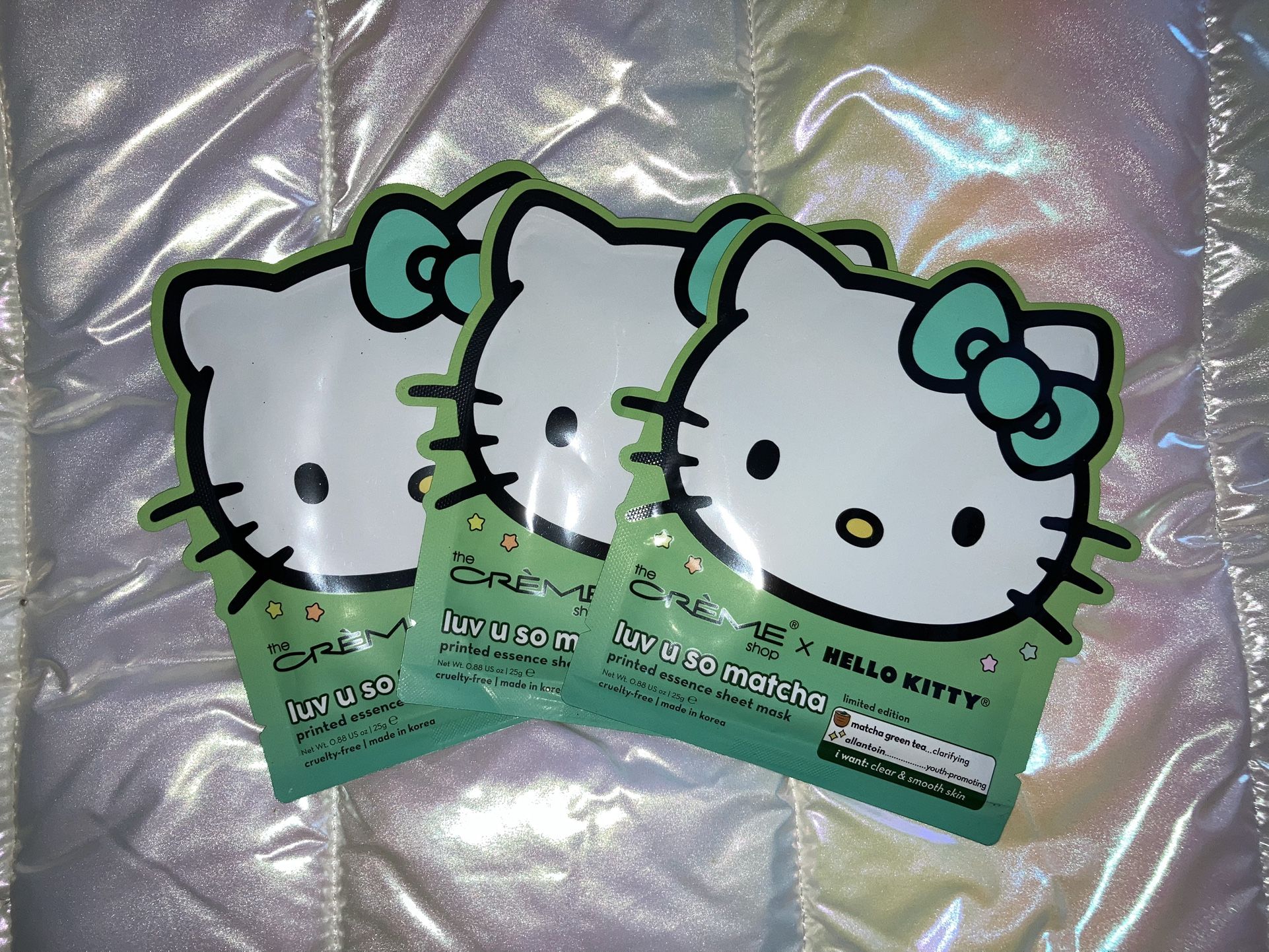 Green Hello Kitty matcha Skincare Face Masks